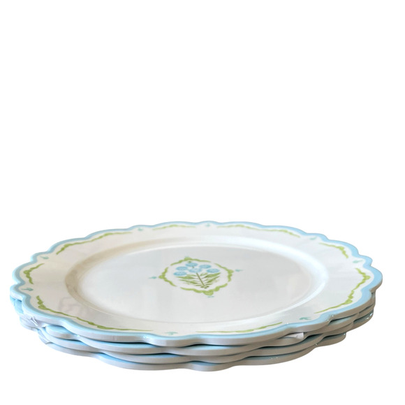 Lillian August French Farmhouse Floral Melamine Dinner Set of 8 Blue Green New - Picture 7 of 15